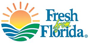 Logo of Fresh from Florida featuring a sun rising above stylized waves, promoting Florida's agricultural products and freshness.